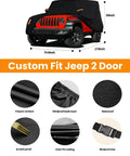 Jeep Wrangler 2 Door Waterproof Car Cover Highly Adjustable All Weather Outdoor Protection With Driver Door Zipper Custom Fit