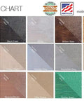 Color chart showing various shades of SEMCO coatings like Arizona Sun and Black Pearl, suitable for multiple surfaces.