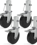 Premium Workhorse Five Inch Baker Scaffold Wheels Set Of Four With Square Stem And Dual Lock Brakes, heavy-duty caster wheels view.
