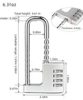 Adjustable 4-Digit Combination Cabinet Lock Padlock with size details and keyless U-shaped handle for gym school fences drawers.