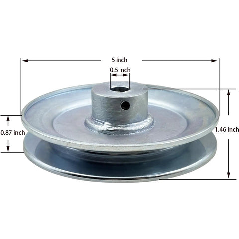 AB500 Half Inch Bore 5 Inch OD One Groove V Belt Pulley For AB 5L 4L V Belts, Heavy Duty Carbon Steel Motor Pulley Zinc Plated 1020 Steel