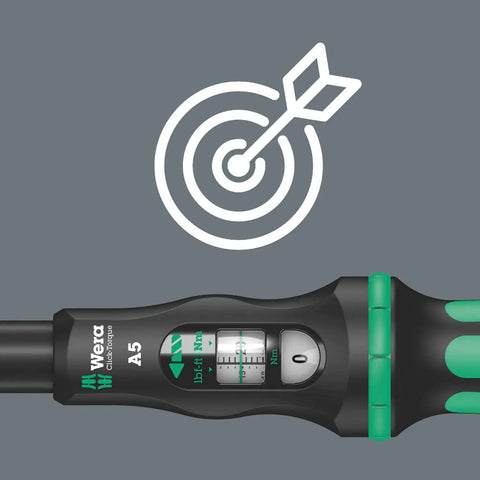 Pro Grade Click Torque Wrench With Reversible Ratchet, 2.5 To 25 Nm, Quarter Inch Drive with target graphic icon
