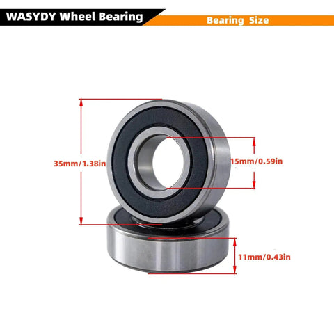 Front And Rear Mini Bike Wheel Bearing Kit 6202RS Easy Install Drop In Replacement shown with measurements 15mm ID, 35mm OD