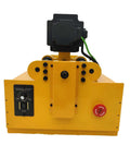 Yokoma portable line boring machine, yellow metal unit with control panel and red emergency stop button.