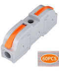 60 Piece Wire Connector Kit For 28-12 AWG Wire Inline Lever Push In Quick Connectors durable compact set with 60 pieces