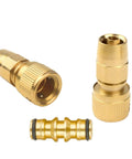 Brass Garden Expanding Hose Joint Repair Kit With Quick Connectors Includes Two Female Quick Connects And One Double Male Adapter Durable Rust Resistant Brass Fittings For Easy Hose Fix