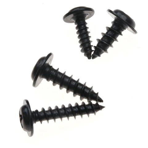 Close-up of black screws from 340 Piece Black Zinc Plated Self-Tapping Screw Set M3 To M4.8 For Metal Plastic And Wood