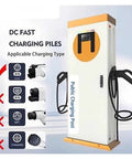 DC fast charging station for CCS1 compatibility, showing plugs and charging types for public use with CCS1 to CHAdeMO EV Adapter DC 1000V 250A Heavy Duty Fast Charging Converter Plug And Play Road Trip Essential For Quick Juice And Smooth Station Stops Anywhere.