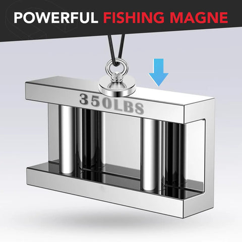 Beast Mode Neodymium Fishing Magnet With 350 Pound Pulling Force Eyebolt Countersunk Hole Diameter 50 mm For River Treasure Retrieval And Magnetic Debris Recovery