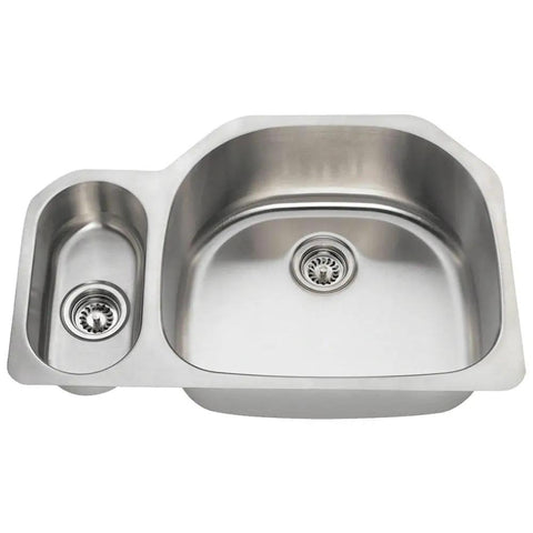 Stainless Steel Undermount 31 3/4 Inch Double Bowl Kitchen Sink With D Shape Bowls Front Aligned Prep Bowl 16 Gauge 304 Stainless