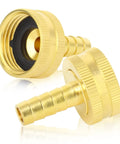 2 Pack 3/8 Barb To 3/4 Female GHT Thread Swivel Brass Garden Hose Connector With Clamps For Quick Leak Free Garden Hose Repairs And Easy All Weather Connections Durable Solid Brass, brass hose fitting