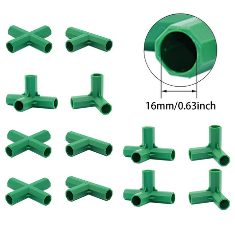 Must Have Sixteen Millimeter Fittings Kit With Four Connector Types For Stable Heavy Duty Greenhouse Frames Grape Trellis Sunscreen Shed Builds And Easy Diy Garden Projects