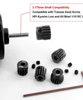 OGRC Hardened Steel 48P Pinion Gears 13T 14T 15T 16T 17T With 3.175mm Shaft For Traxxas Arrma HSP HPI AXIAL Losi Tamiya 1x10 RC Cars Beefy Gear Set For Easy Ratio Tuning, showing gears and hex wrench.
