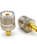 2 Pack SMA Female To PL259 SO239 Coax Adapter For CB Radio And Ham Antennas, Brass Nickel Plated UHF Connector, side view