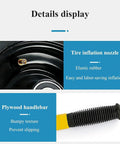 Close-up of tire inflation nozzle and plywood handlebar of Panel Dolly Heavy Duty Mobility Tool for easy haul of drywall