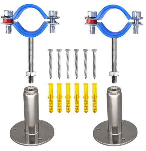 POTONZ pipe clamps, stainless steel 304, adjustable, 2 pcs for 48–51 mm pipes with screws and yellow anchors