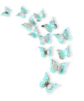 Silver Blue Teal Butterfly Wall Decals Set 27 Pieces 3D Glitter Butterflies Wall Art For Living Room Nursery Baby Room Bedroom Wedding Decor Removable Murals Home Decor - assorted butterflies