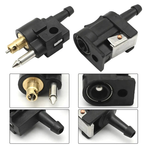 Two Pack 1/4 Inch 6mm Barb Fuel Line Quick Connectors, Female To Male Quick Couplers For Yamaha Outboard And Universal Marine Fuel Lines, Brass And Aluminum Fittings, Durable Replacement Part.
