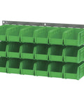 Heavy Duty Wall Mount Garage Storage Steel Louvered Panel For AkroBins Wall Storage Bins Hanging Organizer System with green bins