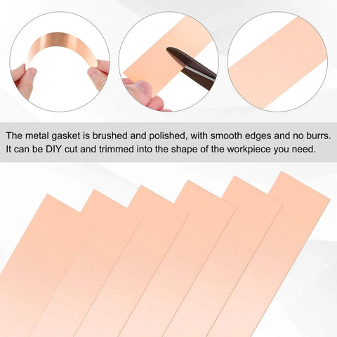 Copper Shim Strip Set of Three 6 Inch By 1 Inch Flat Bar Stock With 0.002 0.004 0.006 0.008 0.012 0.016 Inch Thickness for DIY crafts