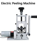 Heavy Duty Wire Stripper With Hand Crank For Manual Or Drill Auto Peeling Features Lightweight Aluminum Build showing electric peeling machine with motor