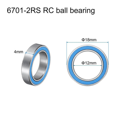6701-2RS Miniature Deep Groove Ball Bearing 12x18x4mm Double Sealed for Electric Motors