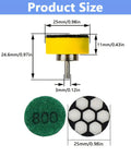 1 Inch Mini Diamond Polishing Pad Set, 9 Piece Wet Dry Polishing Kit With 30 To 3000 Grit, includes size dimensions and shank holder.