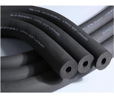 Heavy Duty Pipe Insulation Foam Tube One Half Inch Thick Five Eighths Inch Inner Diameter Six Point Six Feet Long Black Nitrile Rubber