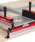 Beefy Extended Slab Flattening Mill for Big Wood Slabs with visible clamping dogs and rails made in USA leveling jig
