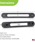 Hook Rail Strap Organizer 2 Pack for Easy Tie Downs Ratchet and Bungee Cord Storage dimensions and material details