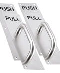 2 Sets 12 By 3 Inch Stainless Steel Door Handle And Push Pull Plates Bundle With 24 Screws For Commercial And Home Office Doors In Silver Tough Build For Easy Install And Lasts In High Traffic Environments. 4-piece push pull plates set