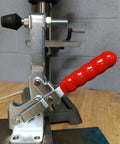 Heavy Duty Vertical Toggle Clamp U Bar Jaw Flanged Handle 750 Lb Holding Power Carbon Steel with red rubber grip for welding.