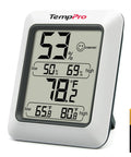 TP50 Digital Hygrometer And Indoor Thermometer With Wellness Indicator Shows Dry Comfort Wet Humidity Levels, High Accuracy Sensor, Fast Refresh Rate, Easy Home Climate Monitor For Living Room, Bedroom, Nursery Or Office. White plastic display