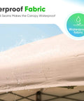 Close-up of waterproof fabric on 10x20 Pop Up Screened Canopy Tent With Mosquito Netting for outdoor use.