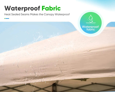 Close-up of waterproof fabric on 10x20 Pop Up Screened Canopy Tent With Mosquito Netting for outdoor use.