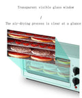 Top Shelf Five Layer Food Dehydrator And Compact Air Dryer For Fresh Fruits Lean Meats And Custom Pet Treats with transparent glass window.
