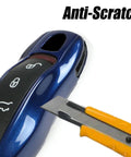 Porsche Key Fob Cover Replacement Shell For Cayenne Panamera 911 718 Macan Boxster Cayman Blue Precision Fit Anti-Scratch Test