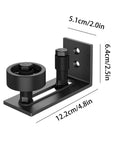 Heavy Duty Sliding Barn Door Guide With Adjustable Bottom Floor Track Hardware, black metal construction, dimensions 12.2cm x 5.1cm x 6.4cm.
