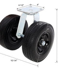 8 Inch Dual Wheel Swivel Caster With PU Pneumatic Wheels And Zinc Plated Top Plate 660 Lb Capacity Built To Haul Heavy Duty