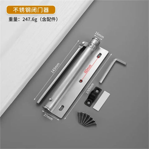 Soft Close Door Closer Adjustable Aluminum Alloy Hardware For 40Kg Doors No Slam 0 To 180 Degree Closing with screws and tool