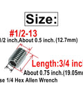 Eight Piece 1/2-13 by 3/4 Inch Hex Socket Set Screws 304 Stainless Steel Allen Head Grub Screws with 1/4 Inch Allen Wrench