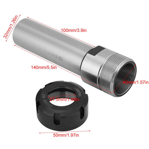Heavy Duty 100mm Straight Shank Extended Collet Chuck Holder Made From Premium Chrome Molybdenum Alloy Steel For CNC Milling with details.