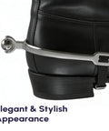 Stainless Steel Horse Spurs 1 Pair With Smooth Roller Ball For Adult Riding Training, English Equestrian Gear on black boot