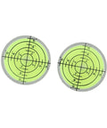 Ehlivhall 2Pcs For Mini Bubble Level 32X7mm For Acrylic For Spirit Level showing two round levels with green liquid.