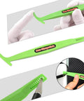 Pro-Wrapstick vinyl wrap tool set in neon green with curved applicator and squeegee for car wrap film installation