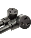 Close-up of Heavy Duty 50 Amp Welder Splitter Cord 3 Ft NEMA 6-50P To Dual 6-50R 6 AWG Copper 240V Industrial Power Y Adapter outlets