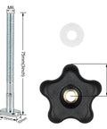 M6 X 75mm T Track Bolts Star Knob Kit For T Slot Tracks 3 Inch With Washers, showing bolt, washer, and knob details.