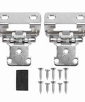Two Pack Self Closing Cabinet Hinges Steel Semi Wrap Overlay For Kitchen Bathroom RV Boat Campervan One Half Inch Easy Install Rust Resistant Champagne Finish with screws