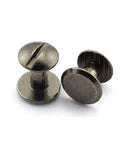 15 Sets Chicago Screws For Book Binding And Leather Craft Round Slotted Head Binding Bolts Dope Quality Carbon Steel Nickel Plated Black Finish 4 By 6mm One Quarter Inch Length DIY Rivet Style Fasteners For Projects.