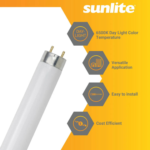 3 Foot T8 Fluorescent Lamp 25W 2300 Lumens 6500K Daylight With Medium G13 Bi Pin Base High Performance Straight Tube 30 Pack Ideal for Home Office Garage Shop Lighting